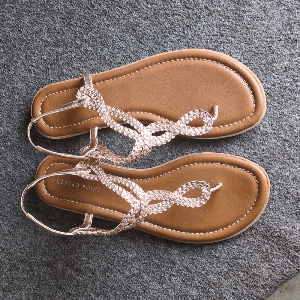 NEW Rose Gold Women's Braided Sandals, Size 8